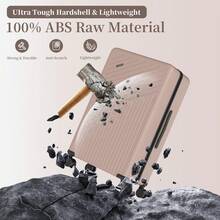 YSTELLAA 4-Piece ABS Hard-Shell Luggage Set, Consisting Of Hard-Shell Suitcases In Sizes S, M, L And XL, Equipped With A Retractable Gel Handle And 4 Smooth-Rolling Wheels; Durable And Lightweight Travel Suitcases With Lock. - Champagne - View 3