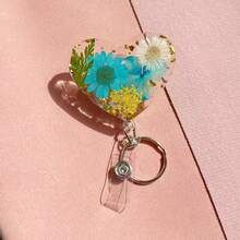 Heart-Shaped Dried Flower Retractable ID Badge Clip, Alligator Clip Swivel Clasp For Doctors & Nurses - Putih - View 11