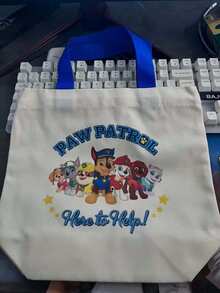 Paw Patrol 1pc Cartoon Canvas Tote Bag, Suitable As Birthday, Back To School, End Of Term Gift, Featuring Characters Like Rubble, Chase, Rocky, Zuma, Skye, Everest, Tracker, Tuck, Ella, Rex, WildCat, Liberty, Can Be Used As Classroom Gift, Office Stationery Storage Bag And Student Handbag - Multicolor - View 10