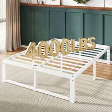 Allewie Twin/Ful/Queen/King Size Bed Frame, 14 Inch Metal Platform Bed Frame With 4000LBS Heavy Duty Steel Slats Support, Noise Free, Easy Assembly, No Box Spring Needed, White - trắng - Xem 1