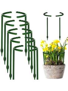 4 piezas Soportes de planta semicirculares de plástico, Adecuados para plantas en maceta, Estacas de soporte de plantas, Anillos de soporte de plantas pequeñas para interiores/exteriores, Estantes de soporte de flores de jardín, Marcos de escalada, Peonías, Estantes de soporte de plantas en maceta semicirculares, Anillos de soporte de plantas pequeñas - Multicolor - Ver 5