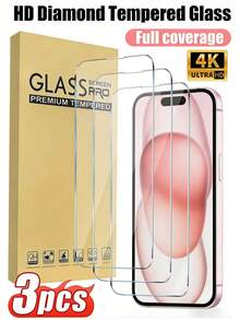 3pcs Ultra-Clear Tempered Glass Screen Protector, Made Of 9H Tempered Glass Material, Scratch-Resistant, Anti-Fingerprint, Compatible With IPhone 17 Pro Max/17 Pro/17 Air/17/16 Pro Max/16 Pro/16 Plus/16/15 Pro Max/15 Pro/15 Plus/15/14/13/12/11/Xr/ And Other Models. - Clear - View 19