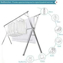 Tendederos de Ropa, Tendederos Retractiles Exterior de Acero Inoxidable, 45-59 Pulgadas Tendedero Retráctil Plegable para Interior y Exterior, Tubería Reforzada, Aireador de Ropa - por defecto - Ver 2