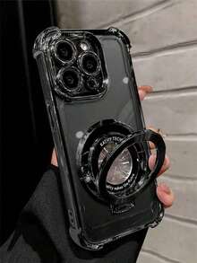 1pc Circular Folding Bracket Electroplated Anti-Drop Phone Case Compatible With IPhone 17/15ProMax/16promax/16pro/14promax/14pro/13promax, Galaxy S21 5G/S21 Ultra/S22/S22 Ultra/S23/S23 Ultra/S24/S24FE/S24 Ultra 5G/S25/S25+/S25U, A14/A33 5G/A53 5G/A54 5G/A52/A52s 5G/A15 5G/A13 4G/A22 4G/A22 5G/A34/A23 5G/A07/A17, Mi Note 7/8/9/10/11/12/13, Mi 9/10/12/13C, , MOTO, Honor X, HW,  C53 C55 - 黑色 - 查看 2