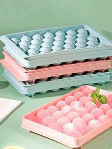1个塑料冰淇淋模具，家用冰箱冰格带盖，冰球制作模具 - 彩色 - 查看 6