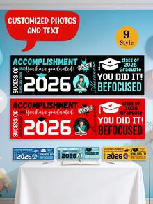 1pc Customize Photo Class Of 2026 Graduation Banner,Personalized "You Did It!" Graduation Season Banner,Graduation Party Decor 2026, Party Backdrop Large Banner For Class, Graduation Tapestry Backdrop, Class Of 2026 Photo Booth Backdrop,Graduation Season Gift For 2026 Graduate,Flags Custom,Graduation Party Supplies - Multicolor - View 3