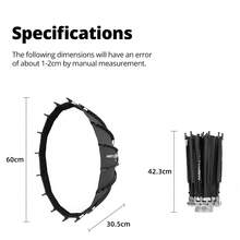 Ambitful 60cm 23.6"Studio Silver Wide Angle Beauty Dish Honeycomb Grid Bowens Mount For Godox SK400II QT600II SL200II VL300 - View 4