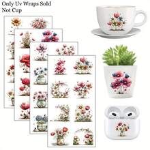 32pcs/Set Spring Dreamy Floral UV-DTF Transfer Sticker Set | High Quality, Scratch-Resistant, Easy To Use On Cups, Bottles, Laptops And Crafts | Creative Floral Patterns, Long-Lasting Adhesive, Home Decor, Hobby - Multicolor - View 9