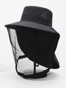 1pc Unisex Fishing Hat, Face Shielding Sun Protection Breathable Mesh Veil, Night Fishing Insect & Bee Proof Beekeeper Hat, Outdoor Personal Protective Equipment, Quick-Dry Fishing Sun Hat - A - View 4