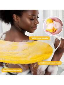 2pcs African Net Sponge Real Exfoliating Bath Brush, Nylon Body Brush For Daily Use - Multicolor - View 4