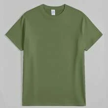 Women's Solid Color Simple Crewneck Short-Sleeved Summer T-Shirt, Daily Wear-Unisex Summer Casual Vintage Cotton Printed T-Shirts For Couples - 綠色 - 查看 13