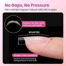 Beetles Soft Gel Nail Tips Short Almond 288pcs In 12 Sizes, Etch-X Pre-Etched Full Cover Acrylic Fake Nails Art - Short Square 320pcs (Flat-X Nail Tips) - 查看 4