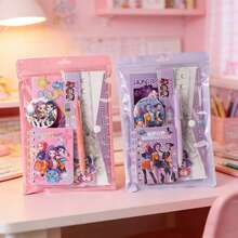 1 Set HUNTRIX Pink Demon Hunter Stationery Set, Cute Macaron Style Luxury Exquisite Gift, Suitable For Young Girls Daily Study, Writing, Diary, Holiday Gift - Multicolor - View 1