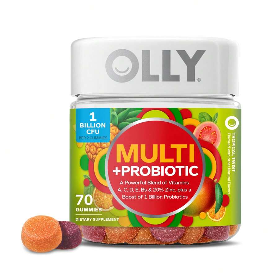 OLLY Multi + Probiotic Adult Multivitamin Gummy, 1 Billion CFUs, Digestive And Immune Support Chewable Supplement, Tropical Twist, 35 Day Supply - 70 Count - 1 件裝(70 件裝) - 查看 1