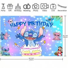 Stitch Coconut Tree Birthday Party Backdrop, Lilo And Stitch Themed Wall Decor, Photo Banner For Celebration Events, Party Decorations And Display Props - Multicolor - View 7