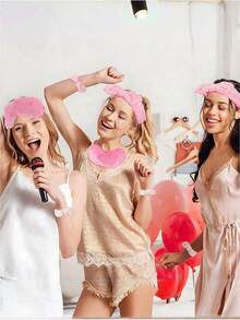 Bộ 24 món đồ dùng cho tiệc ngủ - Băng đô, mặt nạ ngủ nhung, dây buộc tóc nhung, túi voan, thích hợp cho tiệc ngủ, tiệc tốt nghiệp, quà tặng (Màu hồng) - nhiều màu - Xem 6