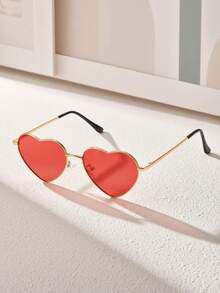 1 pieza Gafas de moda con marco pequeño en forma de corazón de estilo retro americano, elegantes para el estilo callejero, vacaciones, viajes al aire libre y playa - Multicolor - Ver 9