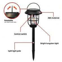 1pc Outdoor Solar Pathway Light, Motion Sensor Wall Light, Hanging Or Ground Stake Mountable, Tungsten Filament Bulb, Landscape Lighting, Suitable For Garden/Yard/Patio/Walkway - Tungsten Filament Lamp - 1pc - View 13