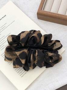 1/3pcs Classic Retro Leopard Print Scrunchie Hair Claw Clips, Women Fashion Casual Ponytail Banana Hair Clips, Suitable For Various Occasions - Multicolor - View 9