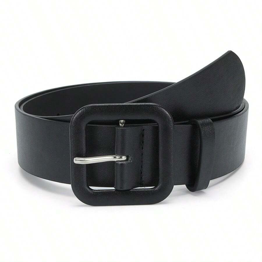 Fashionable Minimalist Men's Pin Buckle Leather Belt, High-End Business Style Versatile Waist Belt - Black - View 1