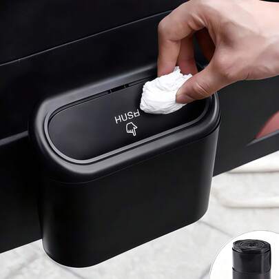 Car Trash Can With Lid, Universal Mini Leak-Proof Garbage Can, Suitable For Car Doors, Front And Rear Seats, Waterproof Tabletop, Applicable To Car, Office, Bedroom, Home, Unisex, Car Interior Storage And Organization, Essential Car Accessory.