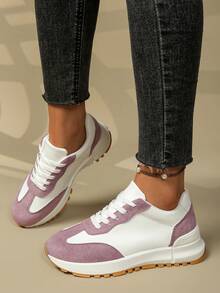 透气系带休闲运动鞋，跑步鞋，适合春、夏、秋季穿着，青少年校园风 - 紫色 - 查看 3