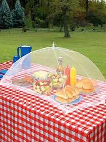 1pc Foldable White Anti-Insect Food Cover - Removable & Washable Mesh Vegetable Dining Tent, Suitable For Camping/Restaurant - Multicolor - View 12