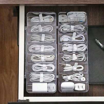 1 chiếc giá đỡ dây cáp sáng tạo nhiều ngăn, dùng để đựng dây nguồn, trạm sạc, cáp dữ liệu, bộ sạc, dây điện, v.v.