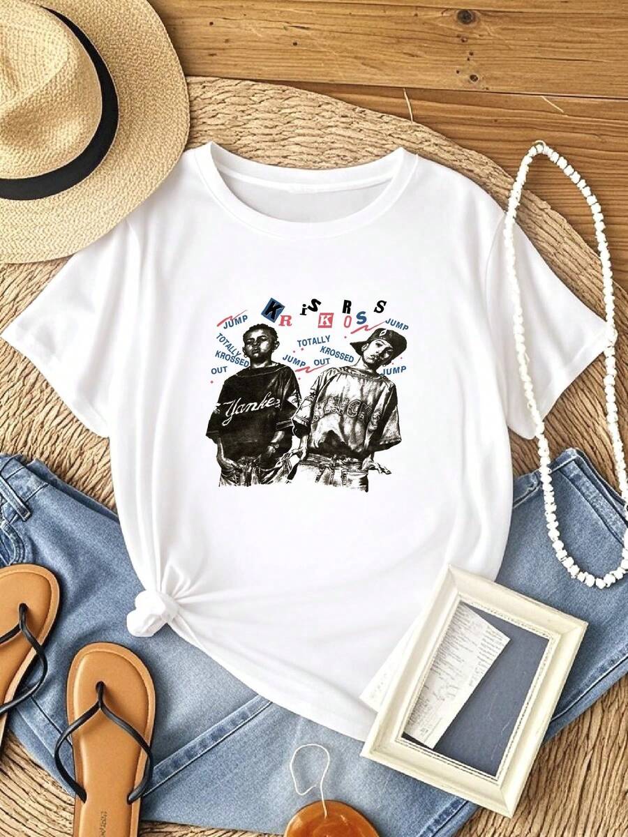 T-shirt femme Imprimé Nouveau Populaire Kris Kross Blanc T-shirt en coton Taille complète S-5XL JK376 - Blanc - Voir 1