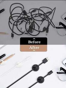 1/5/10pcs Solid Color Cable Organizer, Self-Adhesive Cable Clips, Stylish Plastic Cable Organizer - Suitable For Home, Office, Bedside, Car Charging Accessories, Easy To Install Wall-Mounted Storage Devices, Desktop Cable Management System, Cable Fixers, Storage Supplies, Adhesive Hooks, Multi-Function Hooks, Suitable For Office Use - Round - View 6