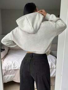 Slogan Star Leopard Print, Women's Oversized Fit&Long Length Pocket Long Sleeve Sweatshirt/Hooded Sweatshirt For Fall/Autumn&Winter, Long Sleeve&Baggy Drop Shoulder&Pullovers, Night Out/Daily/Office/Home/Street/Travel/Airport/Brunch, Fall Women, Fall, Autumn, Winter For Women, Winter, Winter, Homecoming, Cute, Cute Tops Women, Kawaii, Y2k, Streetwear, Teacher For Women, Airport For Women Casual - 淺灰色 - 查看 2