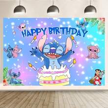 Stitch Coconut Tree Birthday Party Backdrop, Lilo And Stitch Themed Wall Decor, Photo Banner For Celebration Events, Party Decorations And Display Props - Multicolor - View 3
