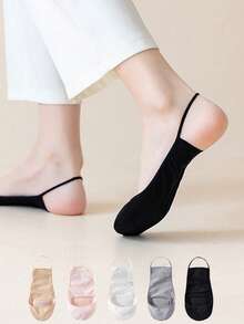 5双装女士夏季透气短袜，超短薄隐形袜，适合搭配高跟鞋 - 彩色 - 查看 2