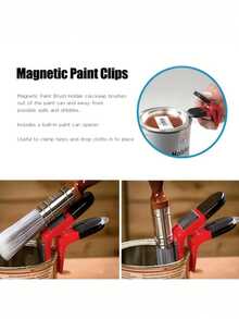 1pc Paint Brush Holder, Sturdy And Stable Fixing Clip Paint Brush Holder Clip With Can Opener – Durable Clip Projects Tool Organization Functional Tool Versatile Clip - Multicolor - View 10