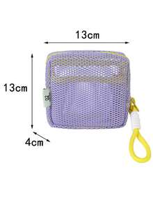 Dopamine Mesh Cosmetic Bag, Mini Mesh Coin Purse, Women's Lipstick Storage Bag With Handle - A - View 7