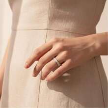 1pc High-Grade Stainless Steel Starry Sky Diamond Inlaid Couple Ring, Four Seasons Universal - Silver - View 4