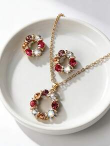 Bộ trang sức gồm 1 bông tai và dây chuyền tròn đính đá lấp lánh, sang trọng, thích hợp cho phụ nữ trong các dịp lễ hội, sinh nhật, hẹn hò, dạ hội, tiệc tùng, kỳ nghỉ và đi làm hàng ngày. - Đầy màu sắc - Xem 3