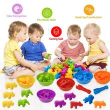 Wild Animal Baby Clip Toy, Animal Color Sorting Cups, 3+ Years Old, Infant Hand-Eye Coordination Training Educational Tool - Multicolor - View 2
