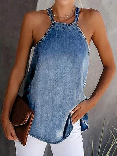 Women's Ombre Spaghetti Strap Denim Camisole Casual Summer