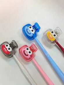 Cute Joyful Face Shape Toothbrush Protective Cover, Dopamine Toothbrush Storage Holder,Brightly Colored Travel Toothbrush Case With Ventilation Holes,Travel Toothbrush Storage Box, Portable Toothbrush Head Protection Clip, Toothbrush Storage Clip,Toothbrush Protective Cover - Nhiều màu - Xem 9