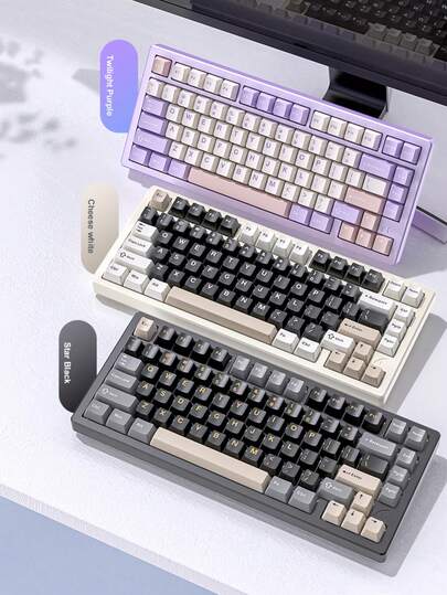 Teclado mecánico personalizado X75 RGB inalámbrico Bluetooth de 3 modos, de aluminio CNC puro