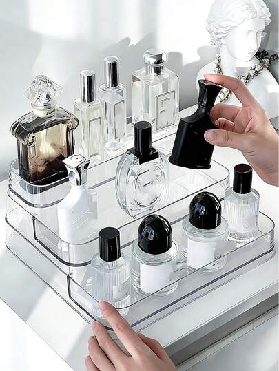 Hộp đựng mỹ phẩm nhiều tầng bằng acrylic trong suốt, hộp đựng nước hoa cao cấp, hộp đựng đồ trang điểm cho bàn trang điểm