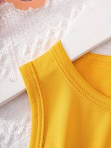 Áo tank top không tay, viền thắt nút, in họa tiết hoa cúc dễ thương dành cho bé gái tuổi teen, thích hợp mặc hàng ngày vào mùa xuân/hè, đi nghỉ mát, dự tiệc, lễ hội, tiệc trà chiều. - gừng - Xem 6