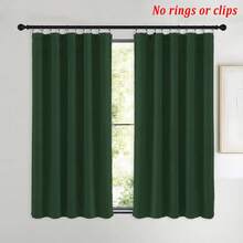 Bộ 2 rèm cửa nhỏ bằng nhung màu xanh đậm cao cấp kiểu Châu Âu COSENNATUR, thiết kế có khe luồn thanh treo, cản sáng cao, cách âm, cách nhiệt, làm tối phòng, bảo vệ sự riêng tư, mềm mại và mịn màng, vải co giãn, bền, có thể giặt, phù hợp cho phòng ngủ, phòng khách, phòng ăn, nhà bếp, văn phòng, tủ quần áo, định lượng 220gsm, Halloween - Màu xanh lá cây đậm - Xem 2