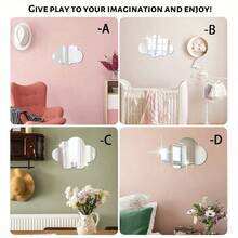 1pc Contemporary Cloud-Shaped Frameless Mirror, Horizontal Matte Surface, Polystyrene Material, Shatterproof High-Definition Mirror, Suitable For Desktop Decor, No Power Needed, Asymmetrical Floral Theme - 2mm - View 1