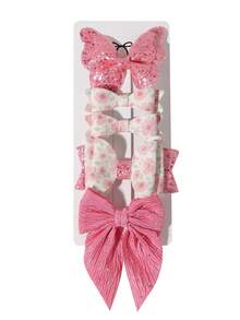 5个闪亮蝴蝶结发夹，适合所有季节，可整理碎发 - 混合色 - 查看 2