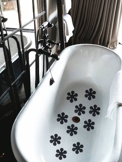 WoStick 10片装花纹防滑浴缸贴纸，自粘式浴室安全贴，适用于浴缸和淋浴房地面