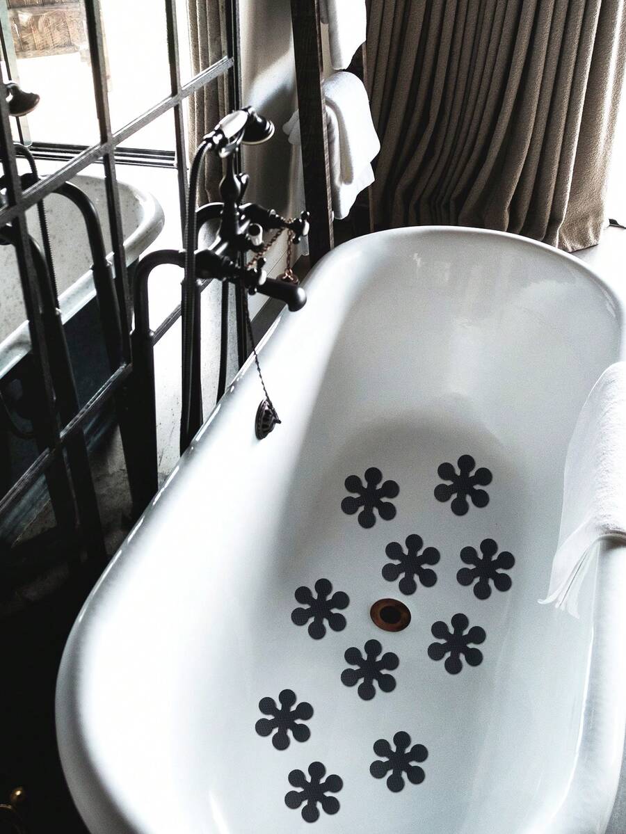 WoStick 10Pcs Flower Pattern Non-Slip Bathtub Stickers, Self-Adhesive Bathroom Safety Decals For Tub & Shower Floors - Multicolor - View 1
