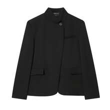 Áo khoác nữ DEEKA mùa xuân mới, kiểu dáng châu Âu và Mỹ phối chất liệu tối giản, cổ đứng, màu đen. - màu đen - Xem 6