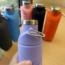 1 Piece 700ml Creative Diamond-Shaped Water Bottle |   Portable Silicone Foldable And Retractable Cup, Outdoor Sports Water Bottle, Sealable Wide Mouth, Matte Finish - 藍色 - 查看 10